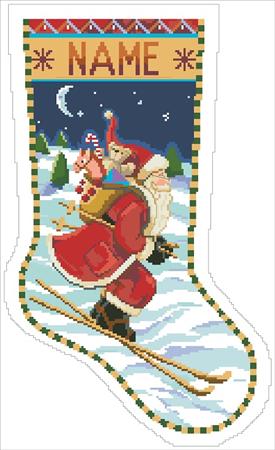 Skiing Santa Stocking